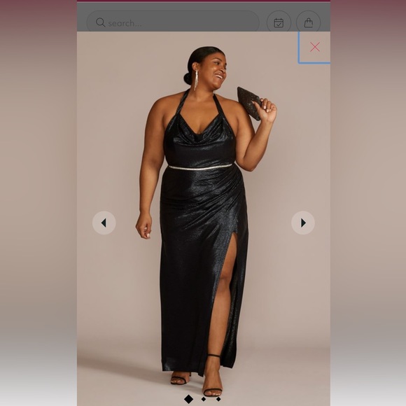 Galina Signatures Metallic Halter Cowl Neck with Sheath from David’s Bridal - Picture 1 of 2